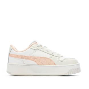 Baskets Blanches/Rose Fille Puma Carina 04 vue 2