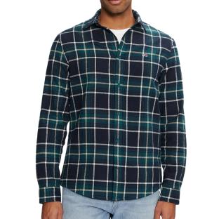 Chemise à Carreaux Bleu/Noir Homme Tommy Hilfiger Check Flanne pas cher