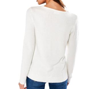 Pull Col V Blanc Femme Vila 69 vue 2