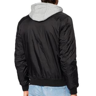 Bomber Noir Homme Schott Bombers Capuche Amovible En Jersey Schott OREGON-KAK vue 2