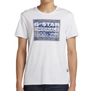 T-shirt Blanc Homme G-Star Raw Bandana D23158 pas cher