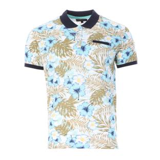 Polo Blanc/Bleu Homme American People Porto pas cher