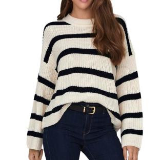 Pull Blanc/Noir Femme JDY Stripe Pullover pas cher