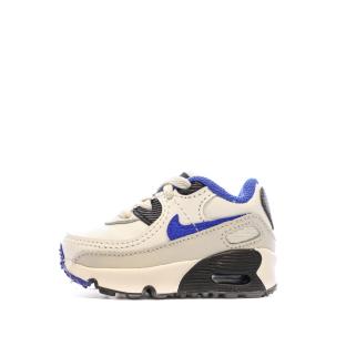 Baskets Blanches/Noires/Bleu Garçon Nike Air Max 90 pas cher