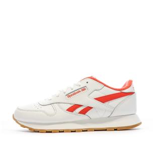 Baskets Blanches/Oranges Garçon/Fille Reebok Classic Leather 100033587 pas cher