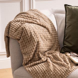 Plaid flanelle 3D Beige Atmosphera Viggo 125x150 cm vue 2