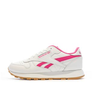 Baskets Blanche/Rose Femme Reebok Classic Lthr 100034123 pas cher