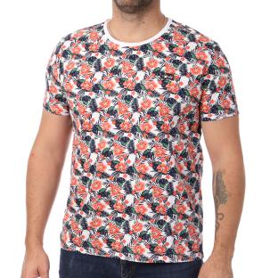 T-shirt Blanc/Rouge Homme Lee Cooper Olak pas cher