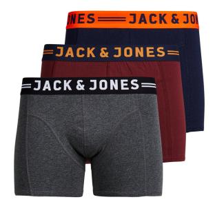 X3 Boxers Bordeaux/Marine Homme Jack & Jones 12113943 pas cher