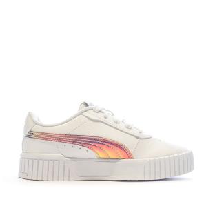 Baskets Blanche Fille Puma Carina 2.0 Holo vue 2