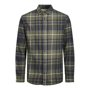 Chemise Kaki/Marine à Motifs Homme Jack & Jones Brook Check pas cher