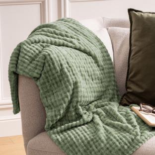 Plaid flanelle 3D Vert Atmosphera Viggo 125x150 cm vue 2