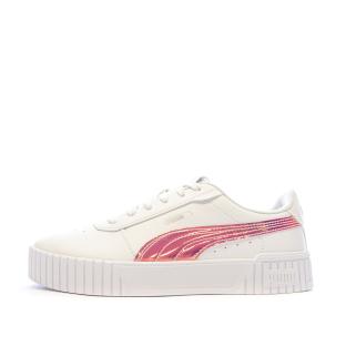 Baskets Blanches/Rose Brillant Fille Puma Carina 2.0 pas cher