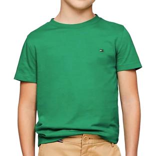 T-shirt Vert Garçon Tommy Hilfiger Essential Cotton pas cher