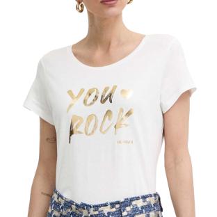 T-shirt Blanc/Doré Femme Morgan DYOU pas cher
