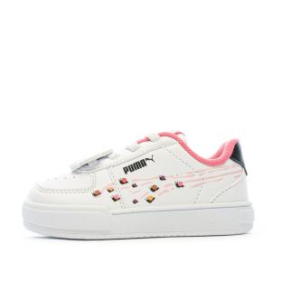 Baskets Blanches/Roses Fille Puma Caven Small pas cher