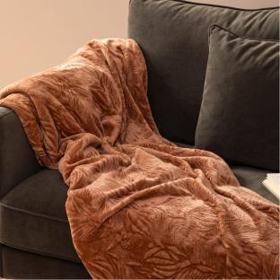 Plaid flanelle Marron Atmosphera 180x230 Cuddly vue 2