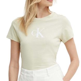 T-shirt Vert Femme Calvin Klein Jeans Satin Ck pas cher
