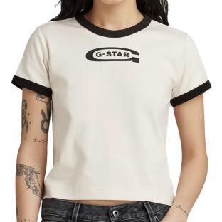 T-shirt Blanc Femme G-Star Raw Ringer Baby pas cher