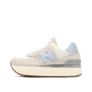 Baskets Compensé Beige/Bleu Femme New Balance 574 pas cher