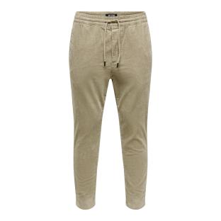 Pantalon Velours Beige foncé Homme Only & Sons Onslinus Cropped pas cher