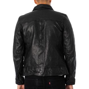 Veste en Cuir Noir Homme Seventies SUPERDRY Leather vue 2