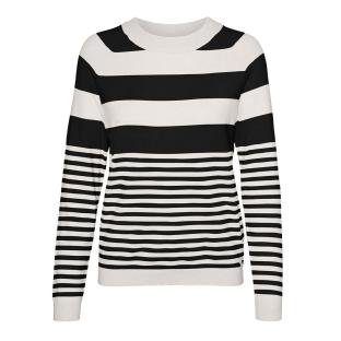 Pull à Rayures Noir/Ecru Femme Vero Moda Happiness pas cher