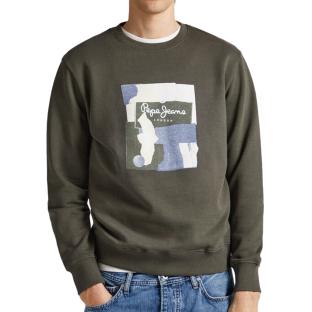 Sweat Kaki Homme Pepe jeans Oldwive Crew pas cher