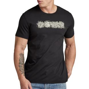 T-shirt Noir Homme  G-Star Raw Distressed Logo pas cher