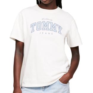 T-shirt Écru/Bleu Femme Tommy Hilfiger Varsity Lux pas cher