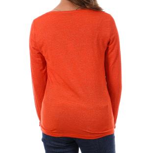 T-shirt Orange à rayures Femme Pieces Tamara vue 2