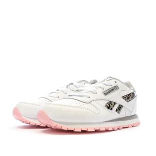 Baskets Blanc/Rose Fille Reebok Classic Leather vue 6