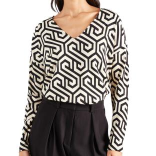 Blouse Imprimé Noir/Beige Femme Vero Moda Merve 2 pas cher