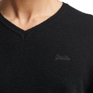 Pull Noir Homme Superdry Essential Vee Knit vue 2