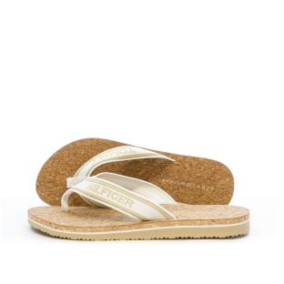 Tongs Blanches Femme Tommy Hilfiger Cork Beach pas cher