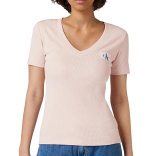 T-shirt Rose Clair Femme Calvin Klein Jeans Label Rib pas cher