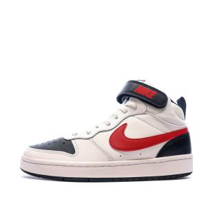 Baskets Blanche/Rouge Garçon Nike Court Borough Mid 2 pas cher