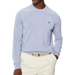 Pull Bleu Clair Homme Lacoste Organic Cotton Crew pas cher