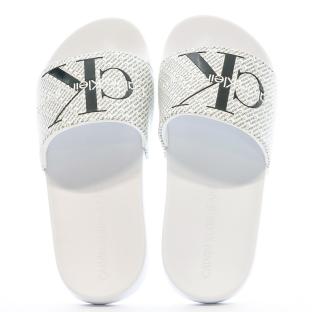 Claquette Blanche Femme Calvin Klein Jeans Slide vue 3