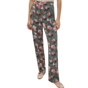 Pantalon Fluide Kaki/Rose à Motifs Femme Vero Moda Easy Joy pas cher