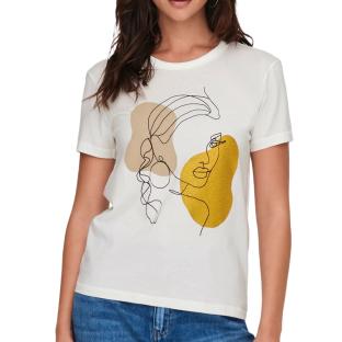 T-shirt Blanc/Doré Femme JDY Life pas cher