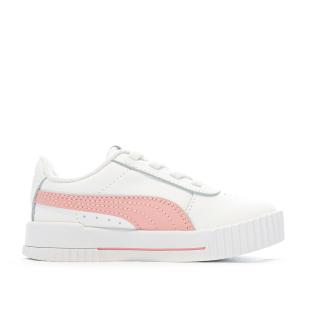 Baskets Blanche/Rose Fille Puma Inf Carina vue 2