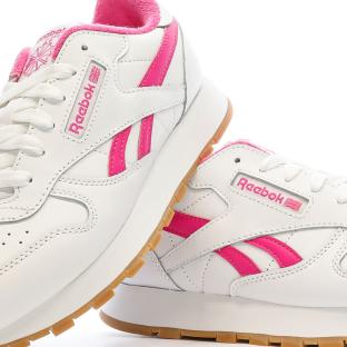 Baskets Blanche/Rose Femme Reebok Classic Lthr 100034123 vue 7