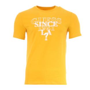 T-shirt Jaune Homme Guess Blurry pas cher