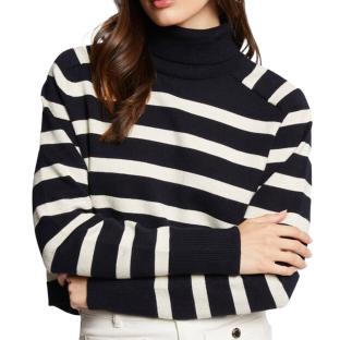 Pull Marine/Ivoire Femme Morgan MLAGON pas cher