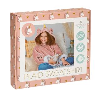 Sweat Plaid Rose Enfant Atmosphera Licorne 3-10 Ans pas cher