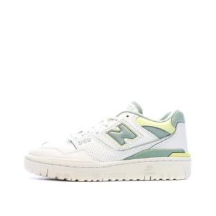 Baskets Blanches/Verte Femme New Balance 550 pas cher