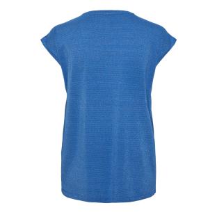 T-shirt Bleu Femme Pieces Lurex Stripes vue 2