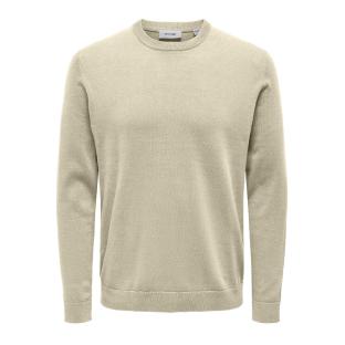 Pull Beige Homme Only & Sons 12Solid pas cher