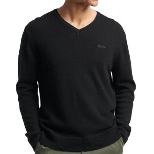 Pull Noir Homme Superdry Essential Vee Knit pas cher